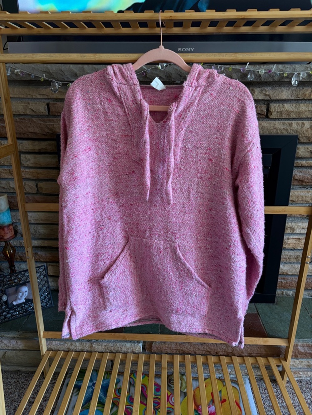 Sony Pink Knit Hooded Pullover